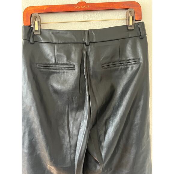 Womens Avec Les Filles Anthropologie Black Faux Leather Wide Leg Pants Sz Large - Picture 5 of 7